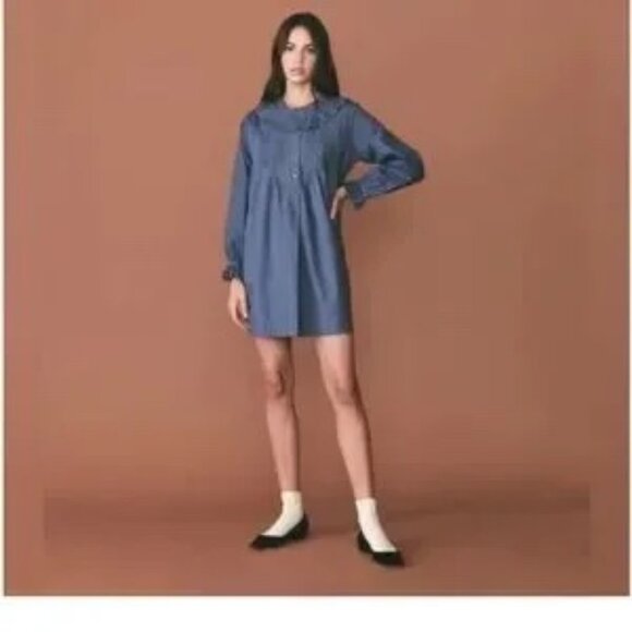 Doen Nerona Shirt Dress in Atlantic Blue - Medium - EUC - Picture 2 of 8